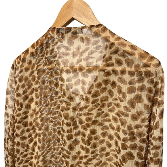 TieRack Leopard Print Sequin Beaded Lace Up Kaftan Tunic Brown Tan One Size - Picture 11 of 13